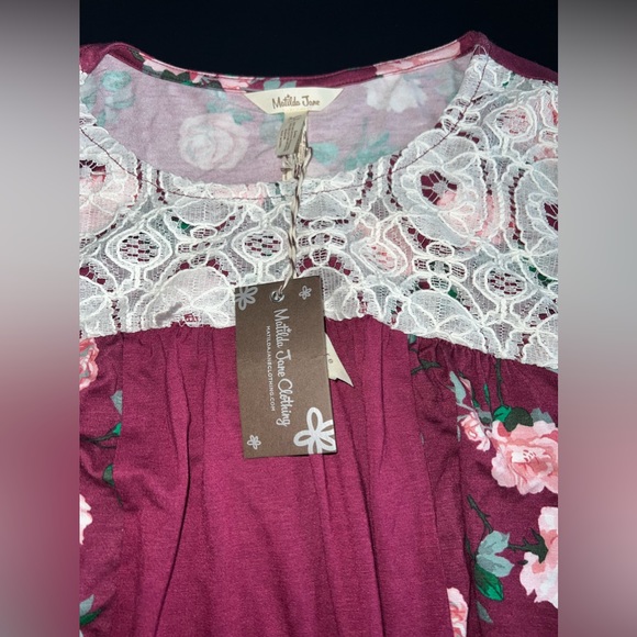 Matilda Jane Heart 2 Heart Floral Lace W/ Ruffle Long Sleeve Top Size Large NWT - Picture 4 of 5